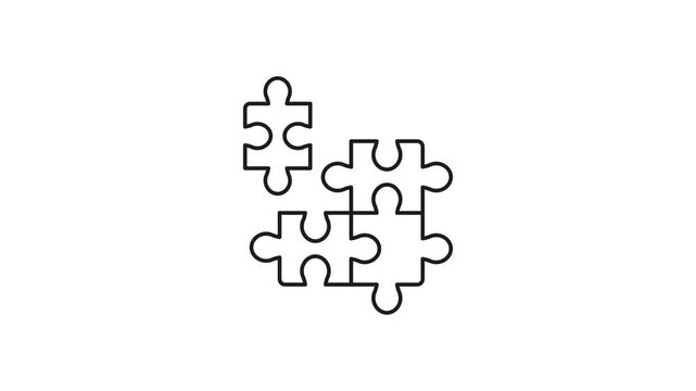 Puzzle Pieces Animated Icon With Alpha Channel. Problem Solving, Teamwork, And Strategy Motion Graphic. Collaboration And Connection Concept. On Transparent Background