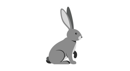 Fototapeta premium Adorable grey rabbit sitting and raising one paw shown in a clean simple flat vector style on white background.