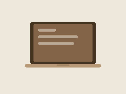 Flat vector open laptop illustration seen from the front with a
