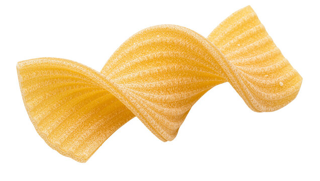 Golden ridged fusilli pasta shape, isolated on transparent background