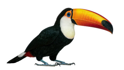 Large toucan bird with vibrant orange beak, isolated on transparent background © Irina