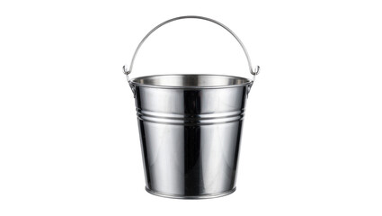 Shiny metal bucket with wire handle, isolated on transparent background © Irina