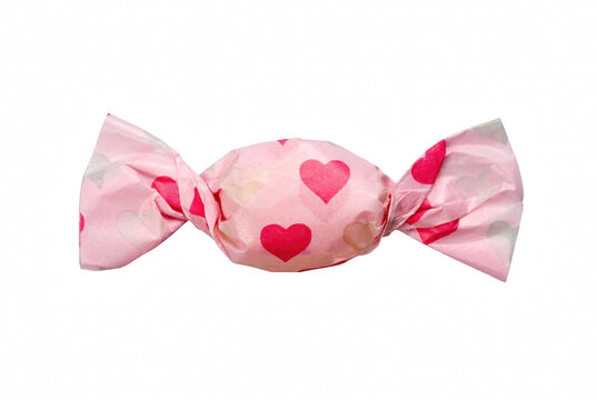 Pink Wrapped Candy with Heart Pattern