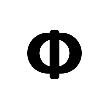 Greek letter Phi symbol vector, mathematical constant icon, minimalist black philosophy sign on white background
