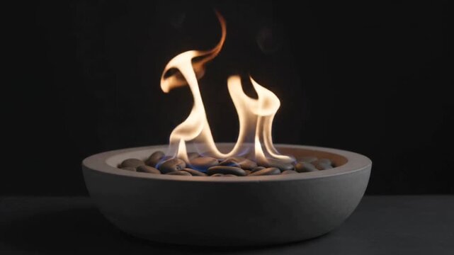 Minimal Fire Bowl Burning 1 Shot Slow Motion Background Video