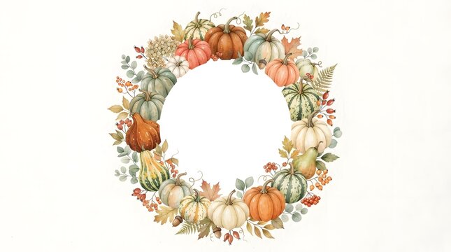 A beautiful thanksgiving wreath featuring vibrant autumn colors pumpkins and foliage creates a warm and inviting atmosphere for your holiday celebrations and seasonal home decor