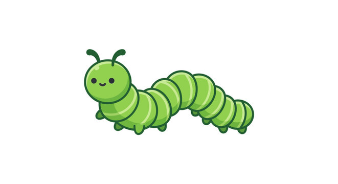 Cute green caterpillar character vector illustration