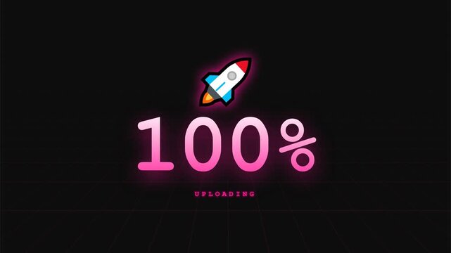 Rocket launch progress with neon percentage counters