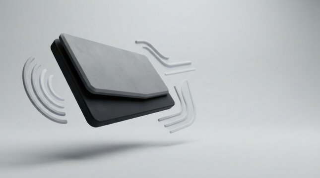 Modern wireless charging pad with signal waves floating in the air