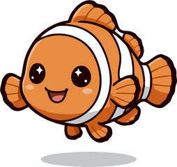 Obraz premium Cute Baby Clownfish Cartoon Vector Illustration