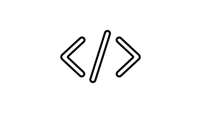 Coding tags line icon representing software development and programing.