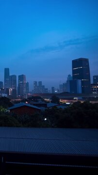 Vertical video -  Timelapse of Jakarta skylines in the morning during sunrise