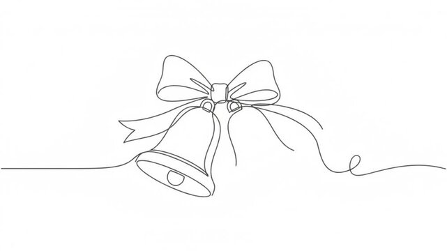 Continuous line of christmas bells with ribbon bow animation for holiday celebration and festive greeting