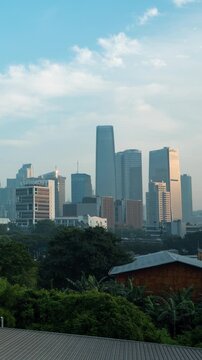 Vertical video - Timelapse of Jakarta skylines in the morning