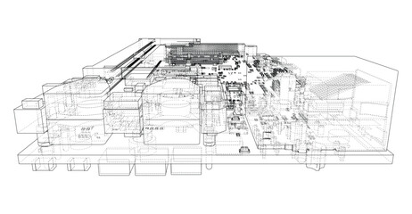 Fototapeta premium circuit board wireframe illustration. Vector