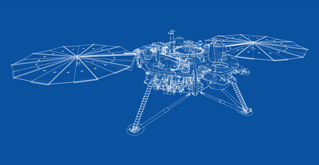 Mars lander blueprint illustration. Vector © cherezoff