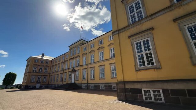 Low angle view of historic Frederiksberg Palace in Copenhagen city, Denmark