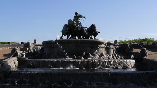 Historic Gefion Fountain (Gefionspringvandet) in Copenhagen city, Denmark