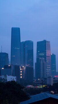 Vertical video - Timelapse of Jakarta skylines in the morning during sunrise