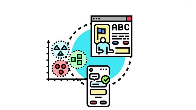 Microlearning concept a cyclical process of delivering concise digital educational content, tracking progress through analytics, and receiving feedback on mobile devices