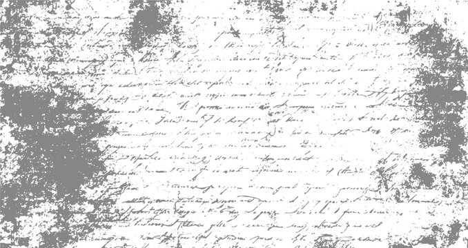 Vintage Grunge Background with Handwritten Ink Marks, Black and White Distressed Texture, Paint Splatter, Rough Scratches, Dust Particles and Retro Overlay