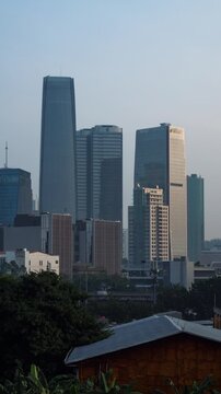 Vertical video - Timelapse of Jakarta skylines in the morning