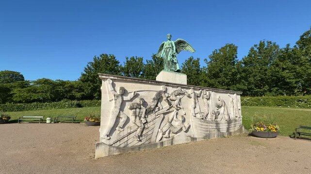 Maritime Monument angel statue sculpture in Copenhagen city, Denmark