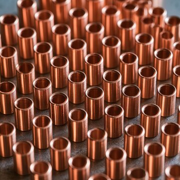 Many copper bushings arranged in a pattern