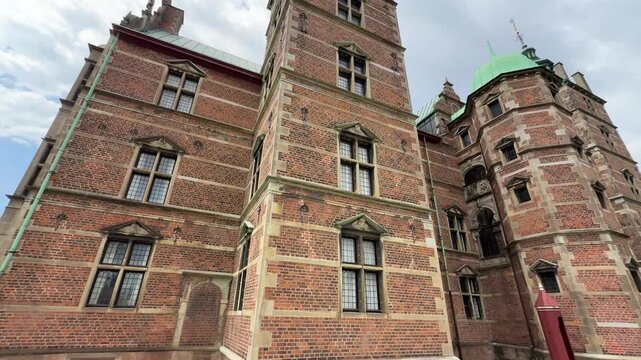 Close-up of brick exterior wall at Rosenborg Castle in Copenhagen, Denmark
