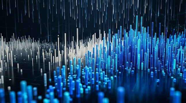 Abstract 3d bar chart visualization of digital data