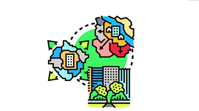 Metropolis modernization concept the ongoing process of urban development. City planning. Infrastructure growth