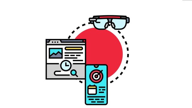 Augmented reality glasses connecting with web browser insights and a mobile application managing goals, tracking key performance indicators and development across diverse digital platforms