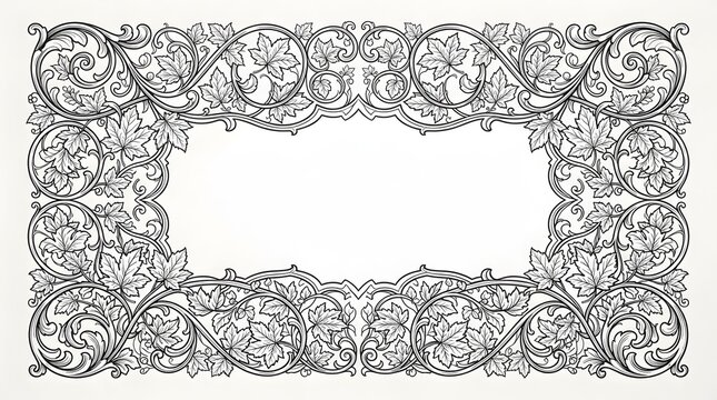 A beautifully detailed intricate and ornate thanksgiving border design perfect for invitations cards or festive decorations evoking a sense of gratitude and autumnal charm and