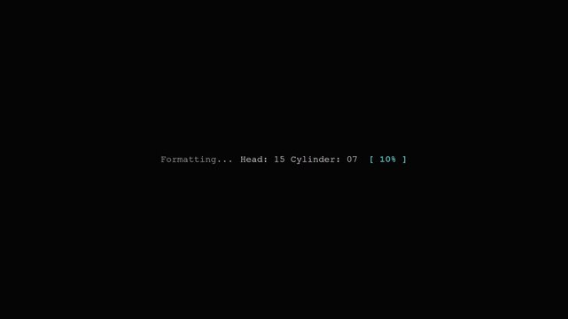 Digital data storage hard drive low level formatting process animation