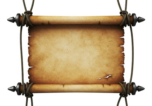 Antique scroll hanging on dark metal rods