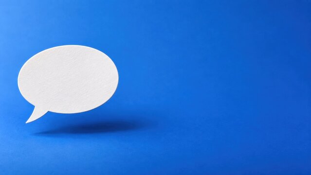 Blank Speech Bubble on Blue Background with Copy Space
