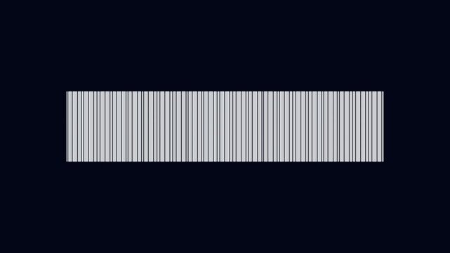 Blue digital blocks form a flowing abstract wave pattern against a dark background.