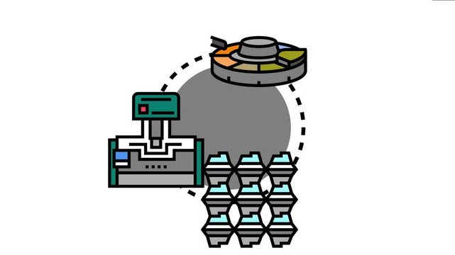 Metal casting process visualizing molten material pouring into a mold, creating shaped products through a detailed industrial manufacturing workflow