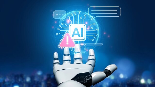 AI interface showing prompt error warning and system alert. AI prompt failure can lead to incorrect output or hallucination. Managing AI prompt error is crucial in safe AI deployment. Muxer
