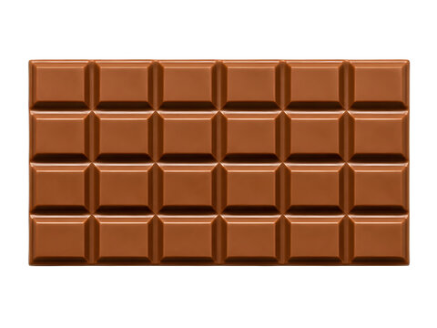 Milk chocolate bar, sweet cocoa squares, brown confectionery dessert snack isolated on Transparent Background