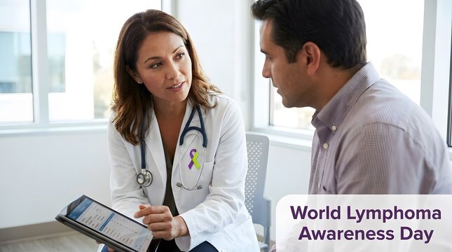 Doctor talking with a patient during a medical consultation for lymphoma