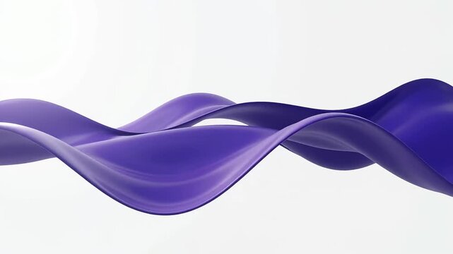 Abstract purple 3d flowing wave ribbon on white background modern minimal elegant design