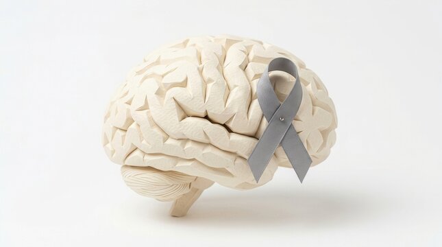 Conceptual Brain Model With Awareness Ribbon For Neurological Health
