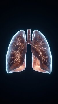Human Lungs With Glowing Pulmonary Airways