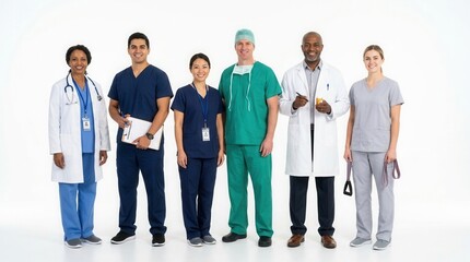 Fototapeta premium Diverse Medical Professionals Standing Together In A Studio Setting