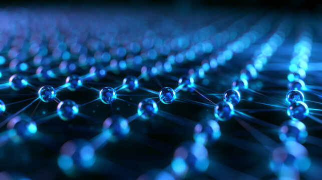 Abstract Digital Network with Glowing Blue Connected Nodes