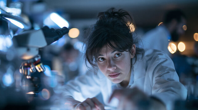 Female Scientist Conducting Research in Modern Laboratory