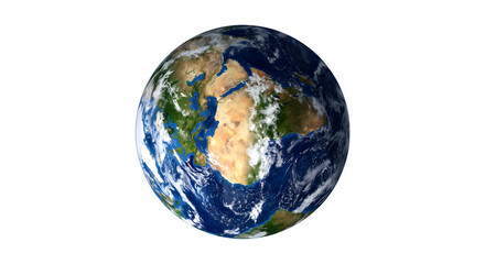 Detailed blue and green earth globe on transparent background for environmental and global themes. © ProPixel PNG
