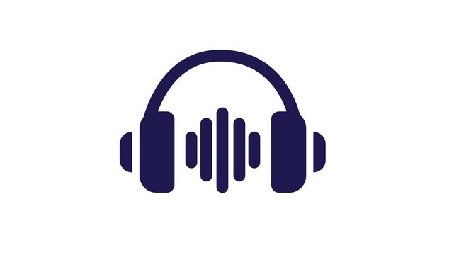 headphone vector animation, headphone icon animated music note sound wave headphone, on a black background, Headphone icon animation, with 4k video, headphone icon in circle isolated on black
