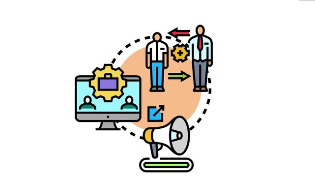 Business people connecting online for mentoring, teamwork, collaboration, and knowledge exchange, fostering professional growth and skill development within a global network
